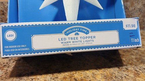 Walmart Holiday Time LED Star Tree Topper Warm White Lights 11"tall 8"w Indoor - Picture 6 of 11