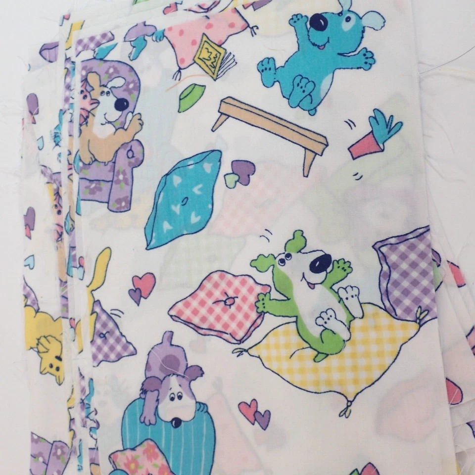 Cuadrados de tela acolchada precortados dibujos animados de perro y gato linda habitación de niños X 37 piezas 8" x 6" Foto 4 de 4