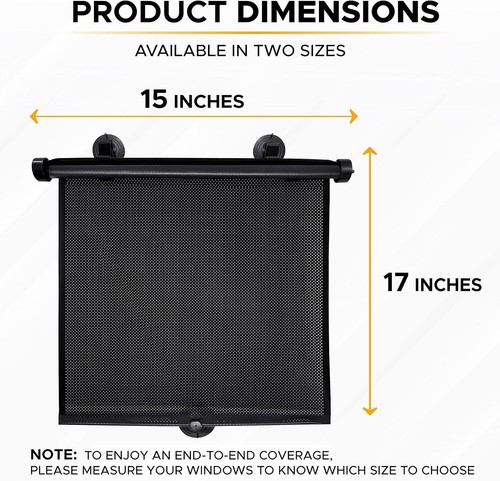 Retractable Car Auto Side Window Sun Shade Shield Cover Roll Curtain Visor 2PCS - Picture 3 of 7