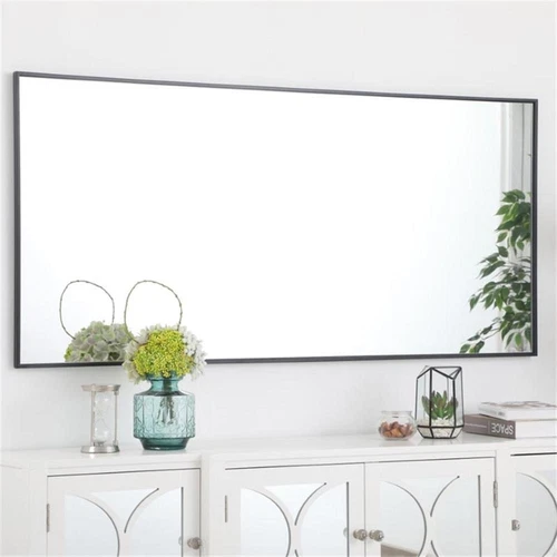 Elegant Decor Eternity 60" x 30" Contemporary Metal Frame Mirror in Black - Picture 9 of 12