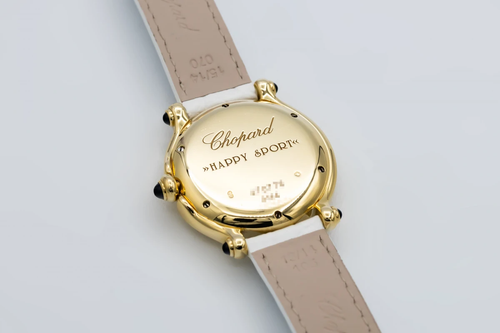 Chopard Happy Sport 30mm 18ct Yellow Gold Leather 4144 2000's - Picture 9 of 13