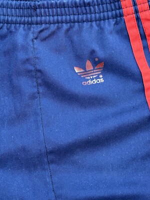 RARE Vintage 1980s Adidas Track Pants BLUE/ Stripes Mens M MADE IN