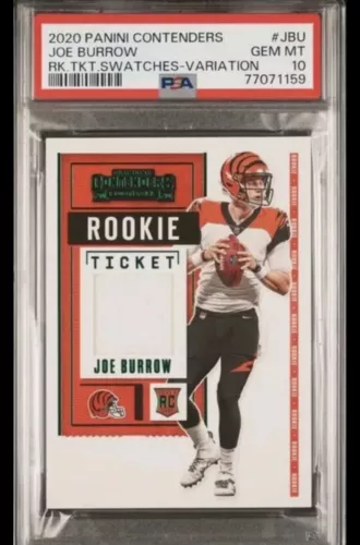 PSA 10 RC Joe Burrow 2020 Contenders Rookie Ticket Patch Variation White Jersey