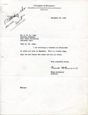 Frank McCormick Signed Letter 1920 Akron Pros Football Champions Mem