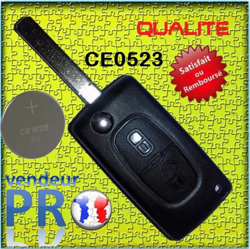 CE0523 ★★★ COQUE CLE TELECOMMANDE PLIP PEUGEOT 107 207 208 307 308 407 807 ★★★