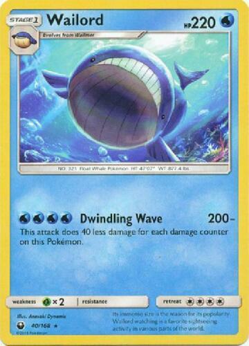 Wailord 40/168 Celestial Storm Rare Near Mint NM Pokemon DNA GAMES