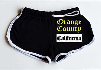 Funny Halloween Women's Black Shorts White Edges Orange County California SQ 