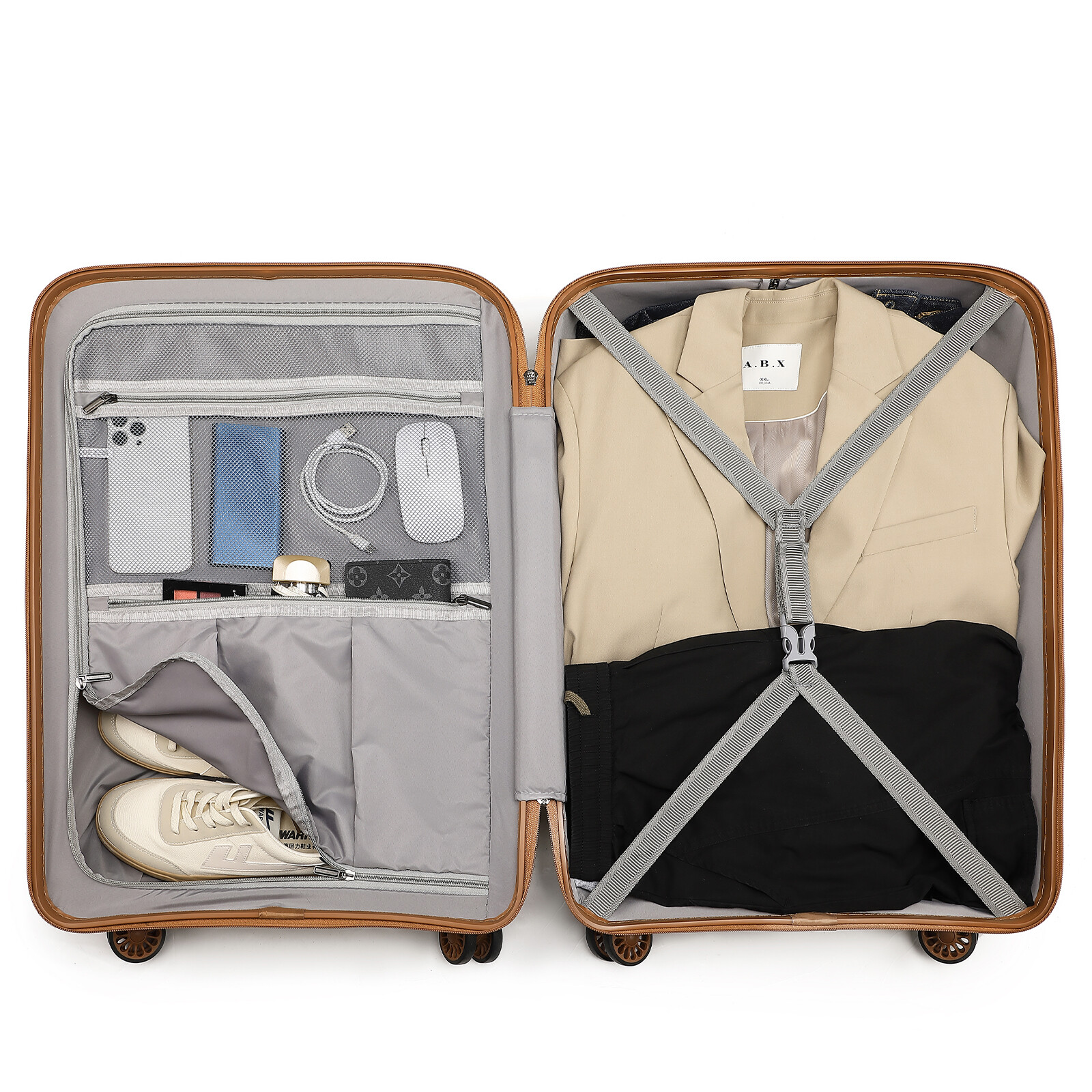 KONO Hardshell Polypropylene Suitcase Trolley Travel Case Hand Cabin