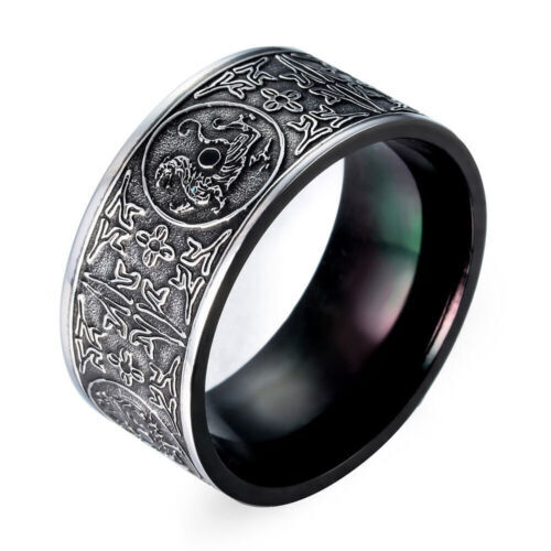 Men's NEW Vintage Antique Style The Four Symbols Dragon Tiger Bird Turtle Ring - Picture 9 of 15