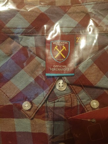 WEST HAM UNITED kariertes Gingham SHIRT - kurzärmelig - XX LARGE Größe FASTPP - Bild 2 von 4
