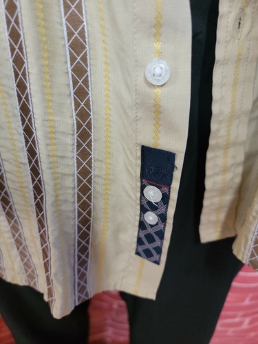 Camicia Phat Farm vintage uomo a righe gialle/oro manica lunga con bottoni XL #C - Foto 3 di 12