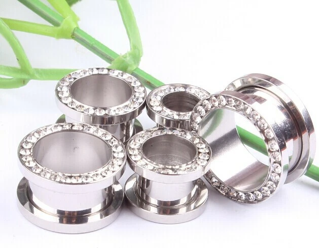 Stretching per Orecchie Spine Pendente Carne Tunnel Argento Acciaio Inox Regalo - Immagine 2 di 2