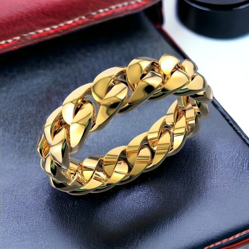 Gold Ring Cuban Men's Miami Link Solid 10mm 14K Wide Jewelry Luxury Gift Fashion - Picture 5 of 6
