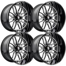 Set-4 American Truxx Restless 24x14 6x139.7 -76mm Black Wheels 24 Inch