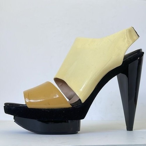 POUR LA VICTOIRE Colorblock Platform Slingback Patent Leather Slingback Heel 8.5 - Picture 2 of 9