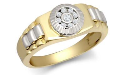 9ct 2 Farben Gold Kinder Kubik Zirkonia Set Lünette Set Ring