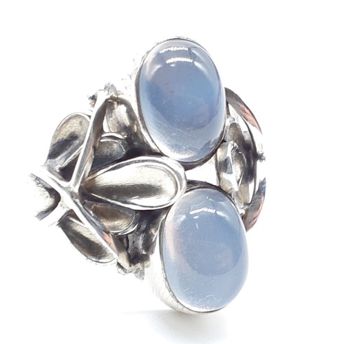 Georg Jensen # 48 Moonlight Blossom Moonstone Silver Ring 925 Size US 5.25 - Picture 7 of 24