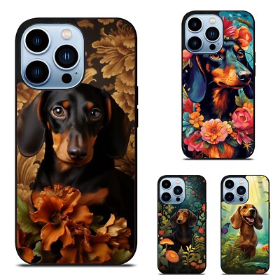 happy dachshund flowers Heavy Duty Case For Samsung Galaxy Motorola Apple iPhone