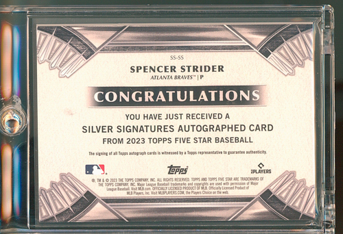2023 Topps Five Star Spencer Strider /20 Silver Signatures Auto - Atlanta Braves - Bild 2 von 2