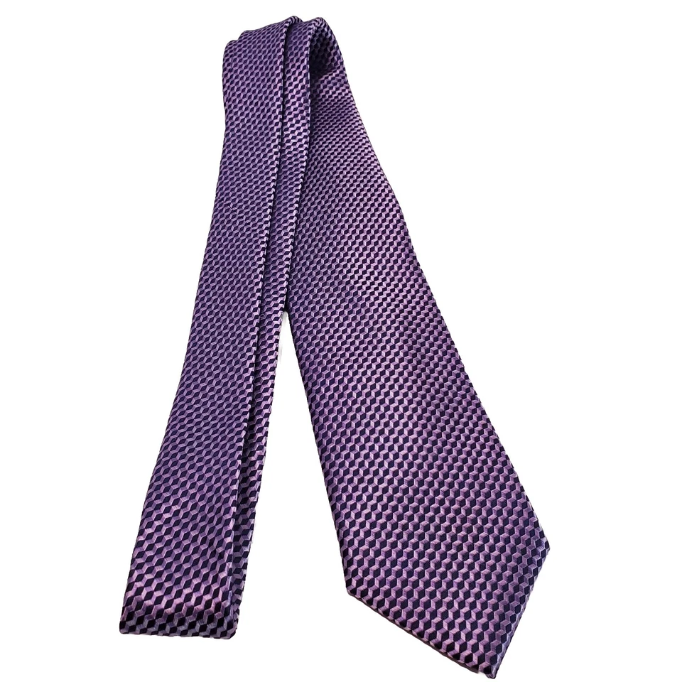 Corbata Michael Kors Púrpura Geométrica Seda Cuello Corbata Tela Jacquard Foto 2 de 4