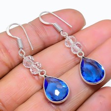 Tanzanite Quartz Gemstone 925 Sterling Silver Jewelry Earring 1.89