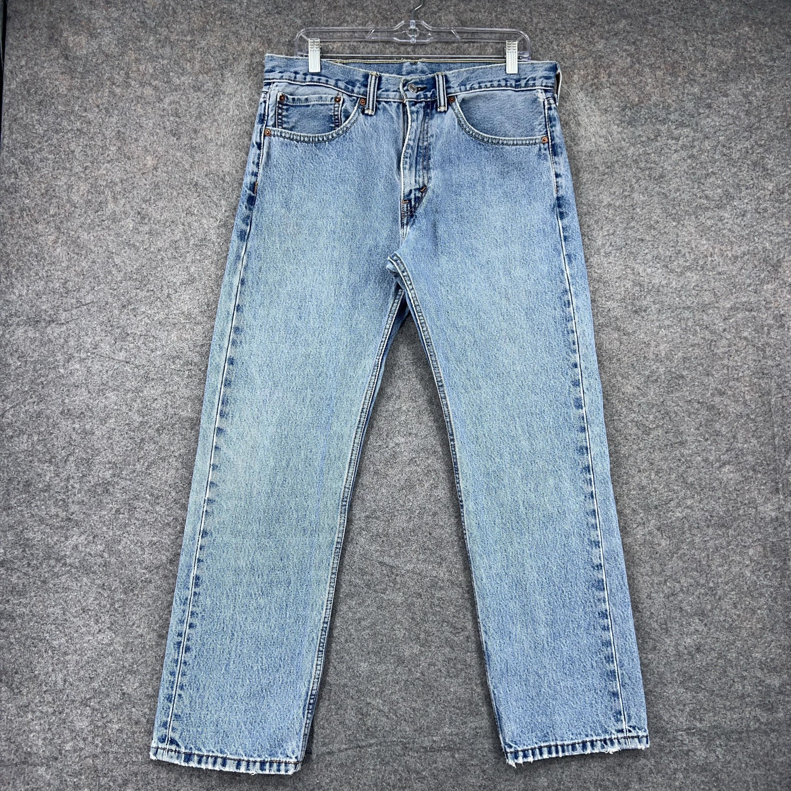S 34x30 Light Wash Blue Denim Straight Leg Distressed Casual