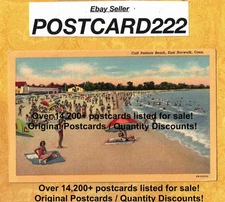 CT East Norwalk 1930-55 vintage postcard LOTS OF PEOPLE Calf pasture Beach Conn