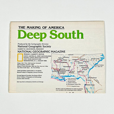 Vintage 1983 National Geographic Deep South Making of America Folded Map