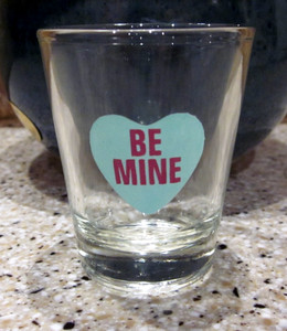 Be Mine in a Blue Heart 2.5" Shot Glass