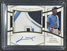 JUNIOR CAMINERO 2023 NATIONAL TREASURES #149 ROOKIE PATCH AUTO GOLD JERSEY 10/49