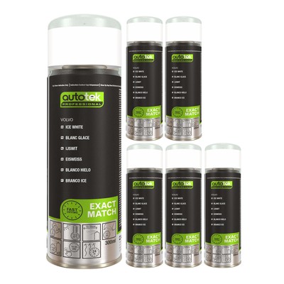 6x Autotek Volvo Ice White schnelltrocknender Aerosol-Sprühlack mit hoher Deckkraft 300 ml