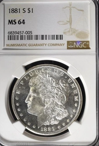 1881-S MORGAN DOLLAR NGC MS64