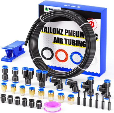 Black 8MM or 5/16 Inch OD 10 Meter 32.8Ft PU Polyurethane Air Tubing Kit Pipe Ho