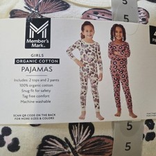 Member's Mark Girls Organic Cotton 4-Piece Pajama Set 5t