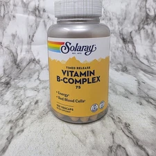 Solaray Vitamin B-Complex 75 100 Capsules Exp 12/2027