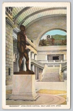 Massasoit Statue Utah State Capitol Salt Lake City c1910 Vintage Postcard