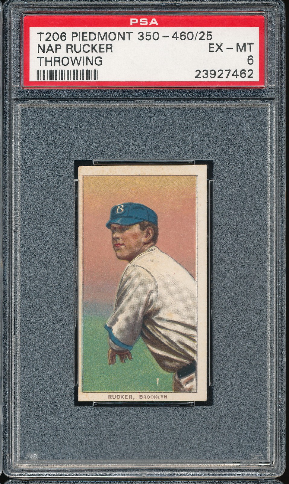 T206 Piedmont 350/25 Nap Rucker (Throwing) PSA 6 - Brooklyn - POP 28