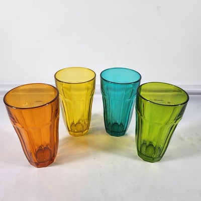 Circleware Drinking Glasses Set 4 Jewel Gem Colors  Tumblers MCM Retro Vintage
