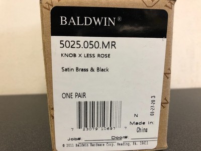 Baldwin Knobs without Rosette from the Estate Collection - Satin Brass and Black