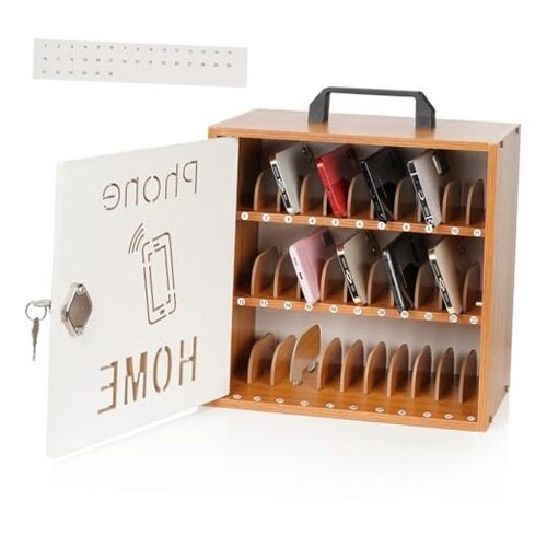 Cell Phone Holder Classroom Adjustable 33 Slots Pocket Chart Wooden Cell