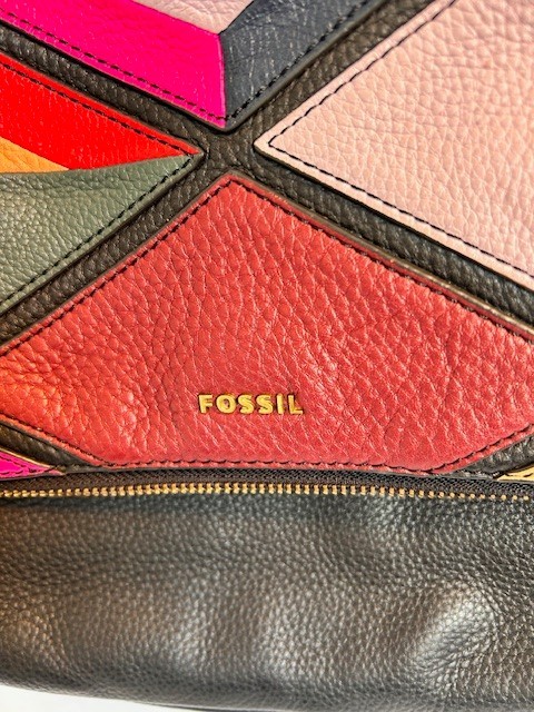 Fossil Leather Patchwork Colorblock Crossbody Bag… - image 2