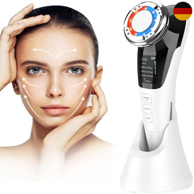 ANLAN 5 in 1 Gesichtsmassagegerät EMS Vibration Rote Blaue Lichttherapie