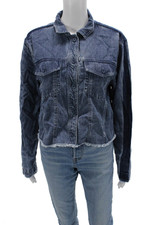 Bella Dahl Womens Blue Collared Button Long Sleeve Tencel Jacket Size M