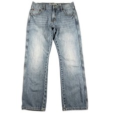Wrangler Retro Slim Straight Jeans Mens 33x30 Blue Zip Fly Denim Light Wash