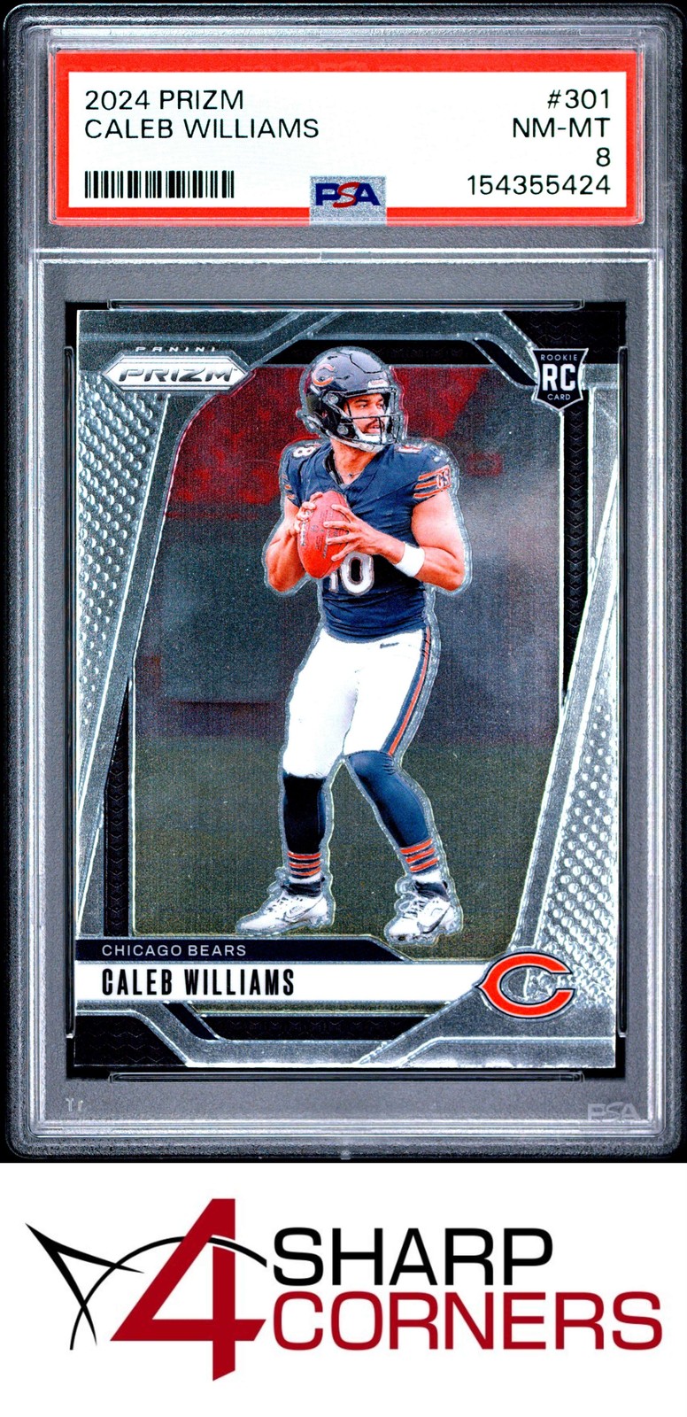 2024 PANINI PRIZM #301 CALEB WILLIAMS RC BEARS PSA 8
