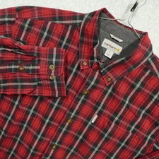 Carhartt Shirt Mens XL Red Plaid long Sleeve Button Down Relaxed Fit Workwear