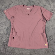 Carhartt Force Women Purple Force V Neck Scrub Top Pockets Stretch Fit. Size XL