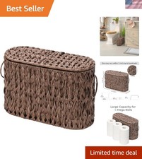 Toilet Paper Storage Basket with Lid Bathroom Organizer Wicker Basket Brown