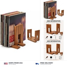 Solid Acacia Wood Vinyl Record Storage Rack, Adjustable Record Holder  Keeps...
