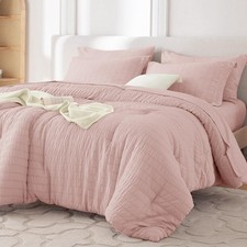 7 Pieces Queen Comforter Set, Seersucker Bed in a Bag Queen Size, All Season ...